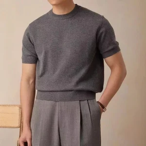 Knitted breathable crew neck T-shirt