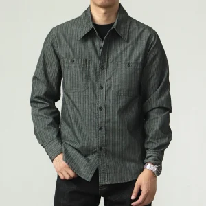 Corduroy vertical striped shirt