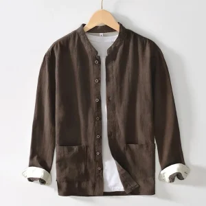 Vintage linen cotton button long sleeve lining