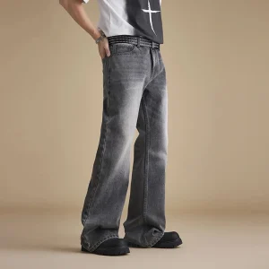 Vintage loose casual washed gray denim